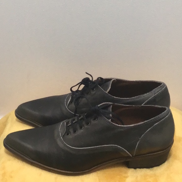 EUC SIXTYSEVEN Distressed Leather Lace Up Gray Oxford Shoes Low Heel - Picture 6 of 16